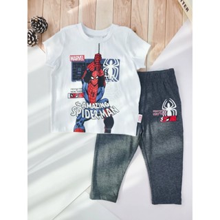 Marvel Spiderman ชุดเขต เสื้อแขนสั้นสีขาว - กางเกงขายาว สีเท…