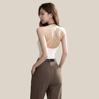 WsimpleBra | Sophia Crop Top สายเดี่ยว ทรงครอป มีบราในตัว เลิกใส่ชุดชั้นในและซิลิโคลปิดจุก