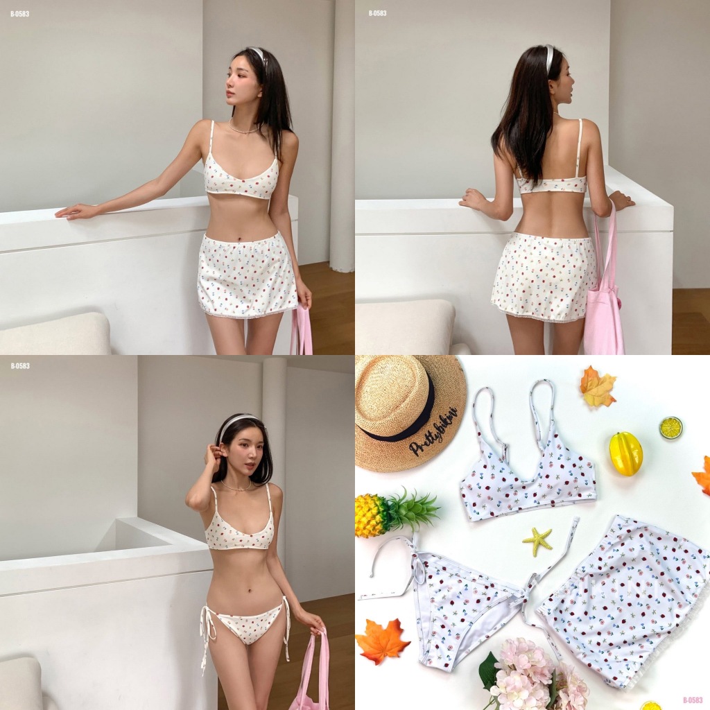 B-0583👉 ชุดว่ายน้ำ ทูพีช ลุคสบายๆ แต่ทำเอาใจละลายได้เลย หวานนิดๆ เซ็กซี่หน่อยๆดีต่อใจเหลือเกินค่ะ🌸🍓