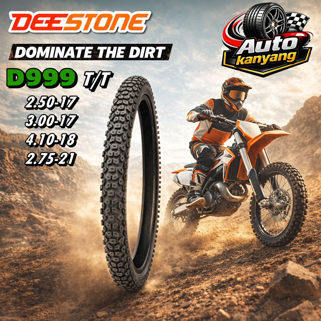 ยางนอกมอเตอร์ไซค์ 2.50-17 ,3.00-17 ,4.10-18 ,2.75-21 รุ่น D999 TT DEESTONE