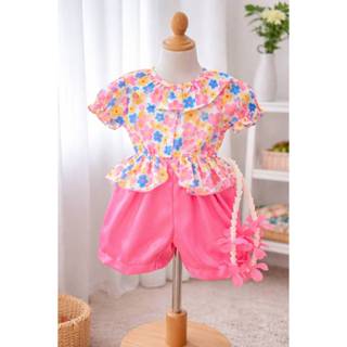 ชุดรอมเปอร์โจงกระเบนลายดอกสีสดใสเด็กผู้หญิงน่ารัก(เด็กแรกเกิ…