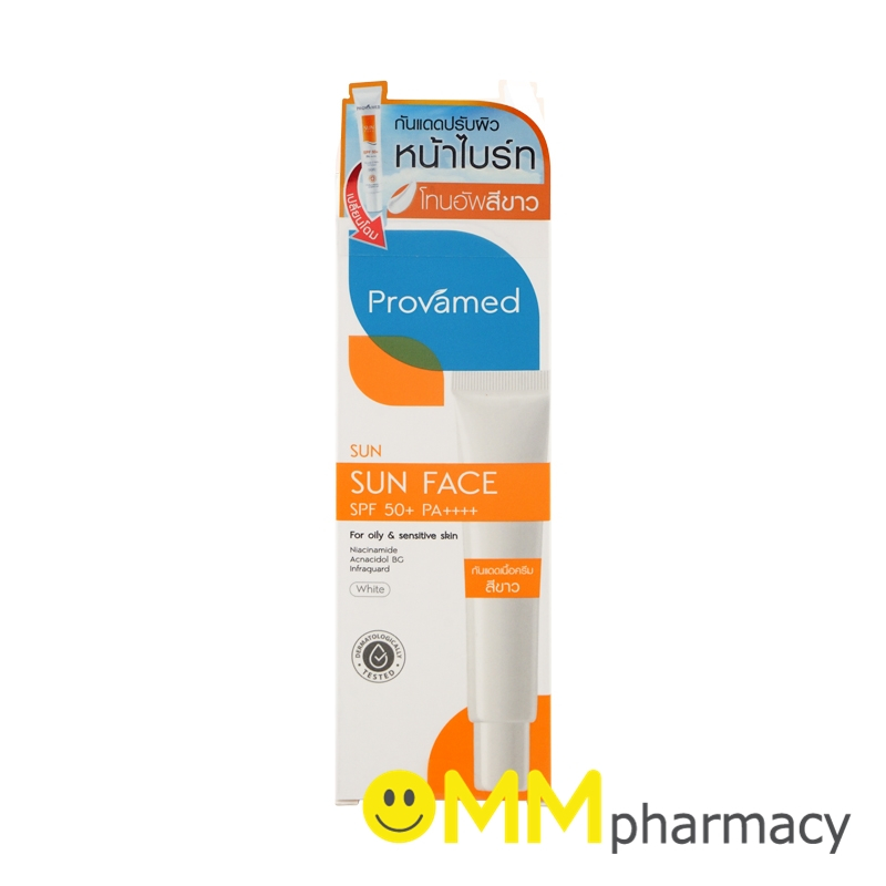 PROVAMED Sun Face SPF 50+ PA+++ 30 ml. เนื้อครีมสี Beige / สีขาว