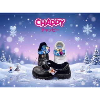 CHAPPY รุ่นเทป มีไฟกระพริบ รุ่นตัวล็อค ลายเจ้าหญิงเอลซ่า รองเท้านักเรียนหญิง หนังดำ CF-267 CF-2569 สีขาว CF-2566