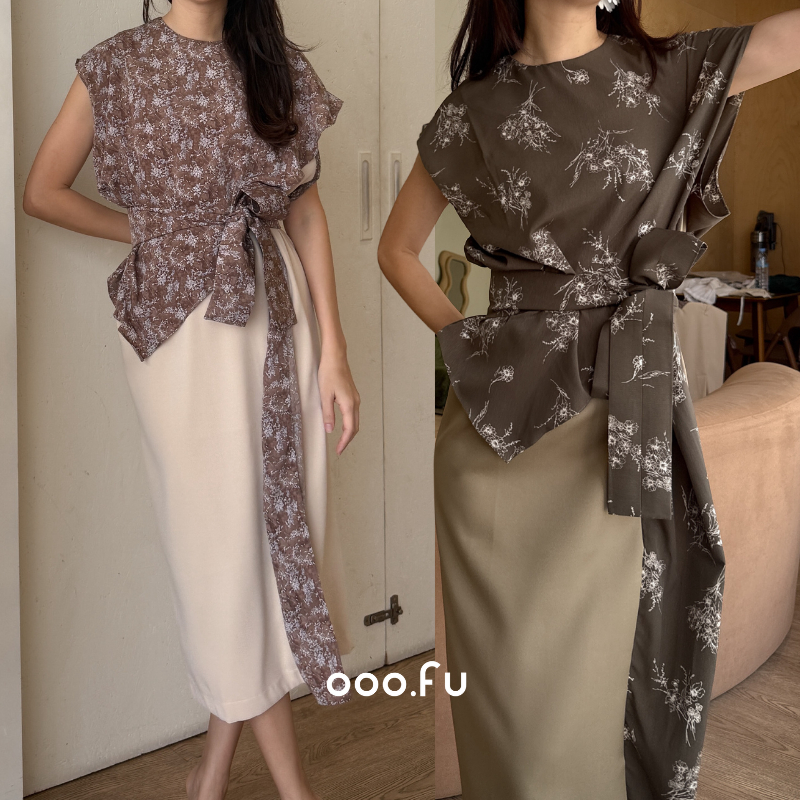 OOO.FU- Kimmy Dress เดรสยาวผูกเอว แขนสั้น