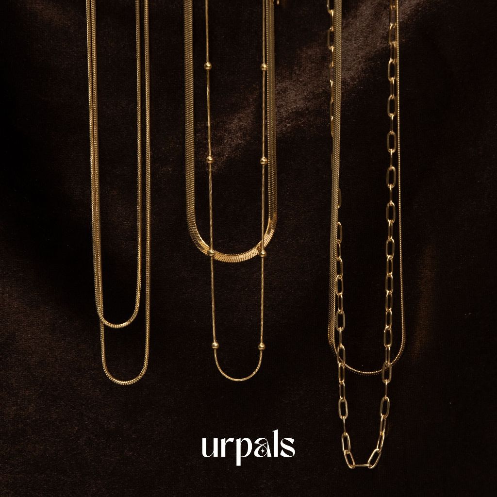 URPALS สร้อยคอ Stainless ชุบทอง 18K สร้อยคอสายฝอ ดีไซน์เก๋ ทนน้ำ ทนเหงื่อได้ดี