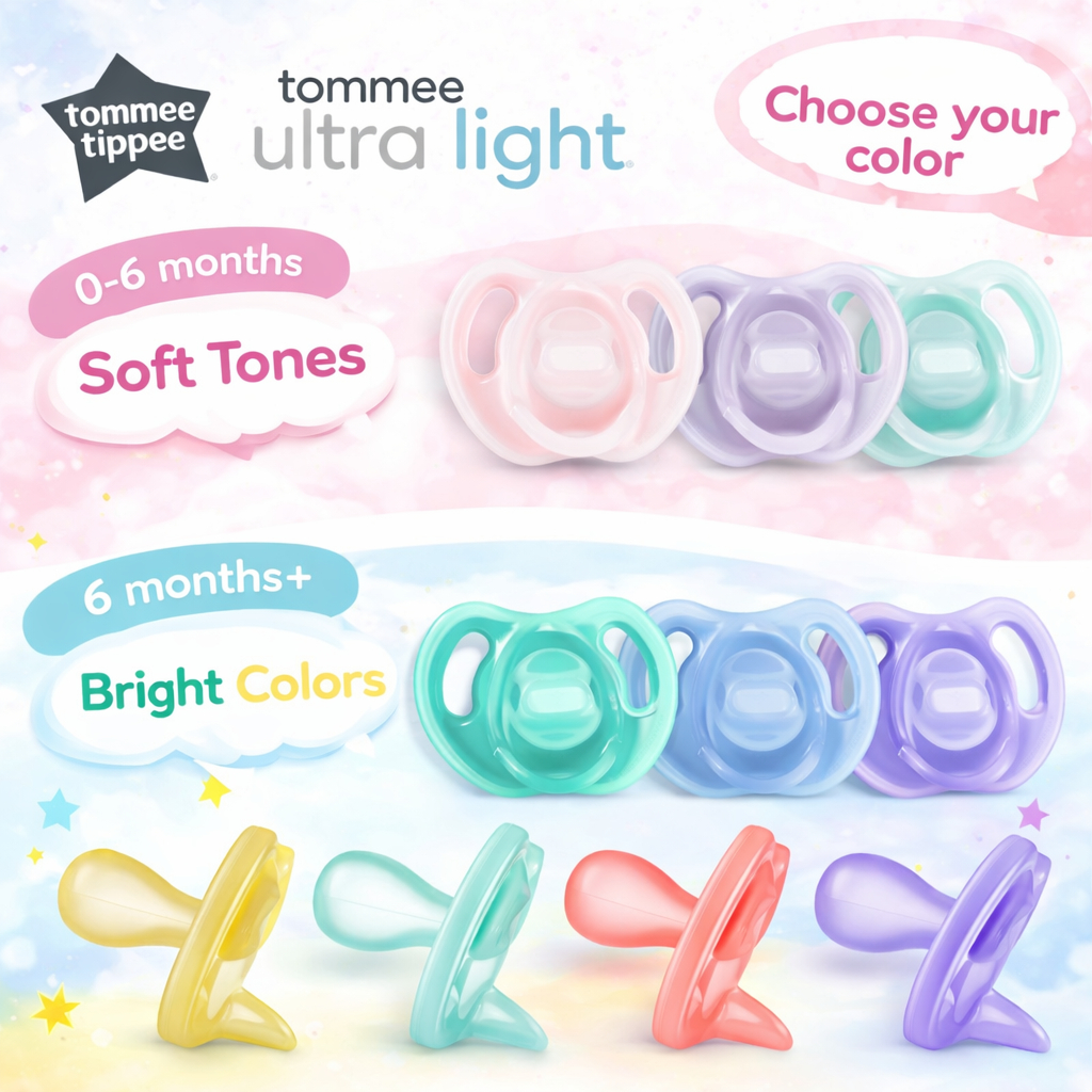 [USA] แท้100% จุกหลอก Tommee Tippee Ultra-Light Silicone Pacifier Symmetrical One-Piece Design Mommyloft