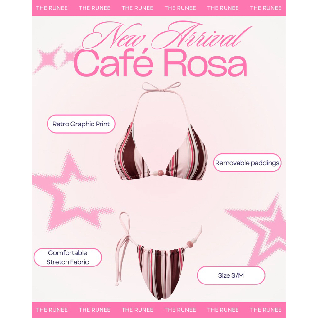 Café Rosa Bikini Set Side-tie bottom with bead details