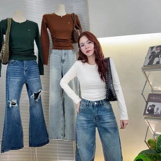 165-166 รุ่นDZ Softline (ดี-ซี่ ซอฟต์ไลน์) เสื้อยืดแขนยาวคอกลมจั๊มข้าง แต่งอะไหล่DZ ผ้าCotton supersofe