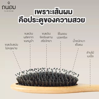 ถูก/แท้/มีไลฟ์ หวีขนหมูป่า TANHOM Boar Bristal Hair Brush ถนอม หวี หวีขนหมูป่าแท้ แปรงหวีผม ลดผมพัน ลดผมชี้ฟู