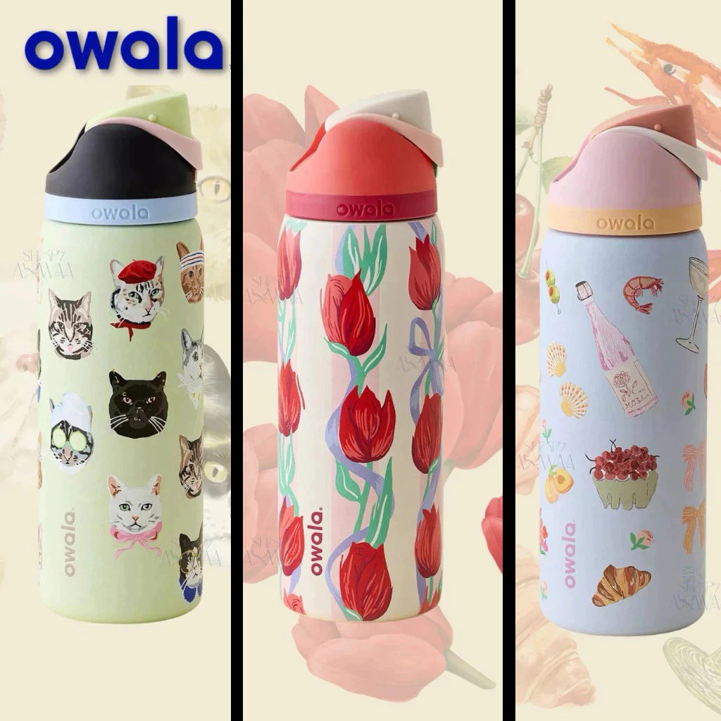 Owala FreeSip Sports Water Bottles 24oz/32oz มีฟาง เหมาะสำหรับเล่นกีฬา เดินทาง และไปโรงเรียน บ้าน รถยนต์ กลางแจ้ง