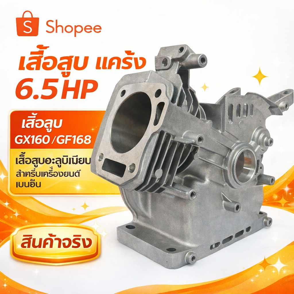 เสื้อสูบ6.5แรง GX160 GX168 เสื้อสูบ แคร้ง แทงค์ เครื่องยนต์เบนซิน5.5HP GX160 ตรงรุ่นมาตราฐาน
