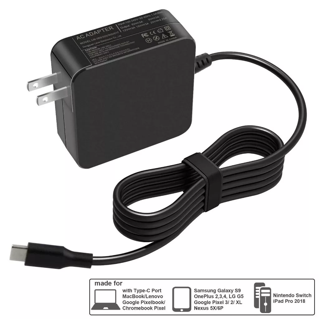 อะแดปเตอร์โน๊ตบุ๊ค 65W อแดปเตอร์ USB-C Type C Delivery PD Charger 20V 3.25A Laptop Power Adapter