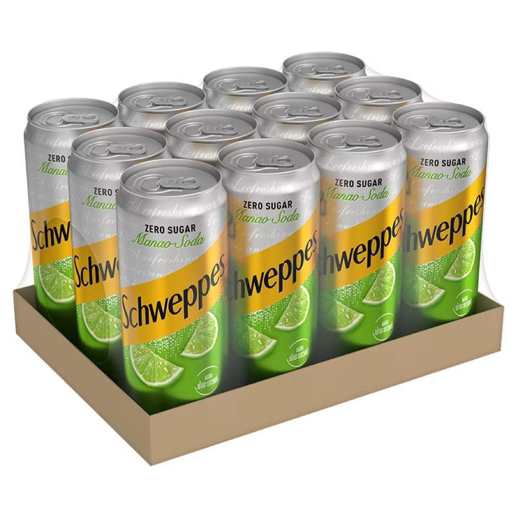 Schweppes ชเวปส์ มะนาวโซดา ไม่มีน้ำตาล ขนาด 330 มล. x 12 กระป๋อง