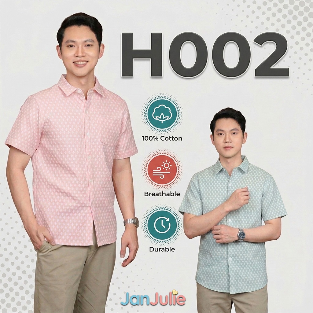 H002 เสื้อปกเชิ้ตแขนสั้น สำหรับเด็กและผู้ใหญ่ มี 6 สี