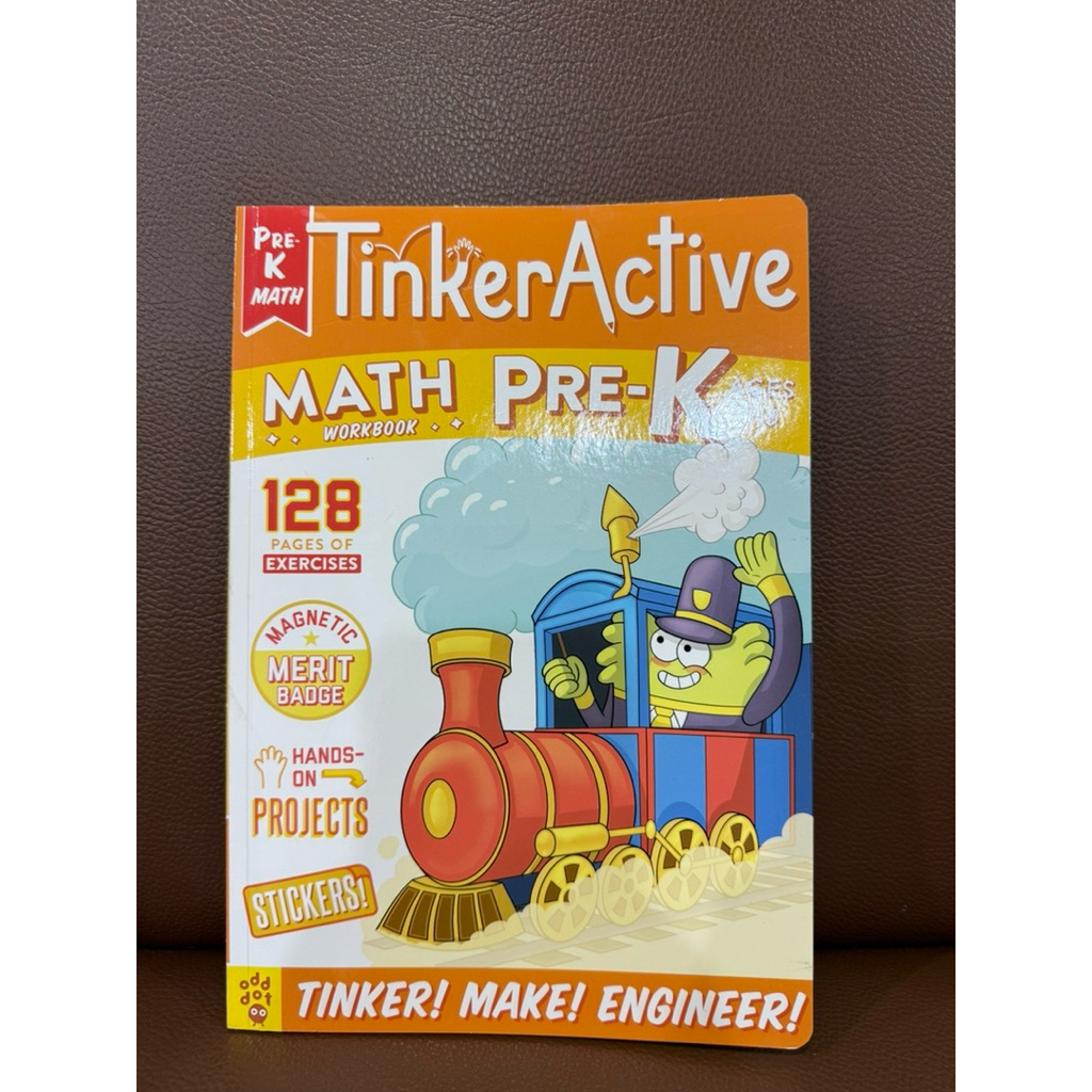 Tinker active math pre-k แบบฝึกหัดภาษาอังกฤษล้วน สำหรับเด็ก4-5ขวบ ของแท้ มือ1 ไม่ผ่านการทำ