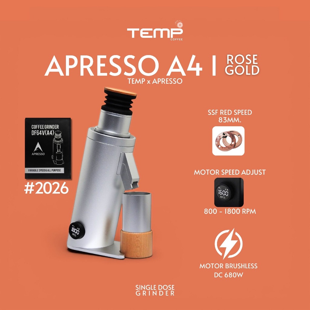 เครื่องบดกาแฟ l APRESSO A4 - SILVER - SINGLE DOSE (DF64V) ***เวอร์ชั่นล่าสุดเฟือง ROSE GLOD 64mm.***