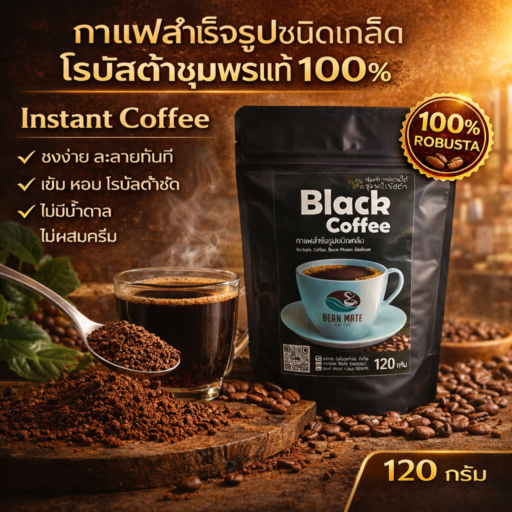 กล่องแดง เขาช่องกาแฟสำเร็จรูปชนิดเกล็ด กาแฟผสมคาราเมล 360 กรัม