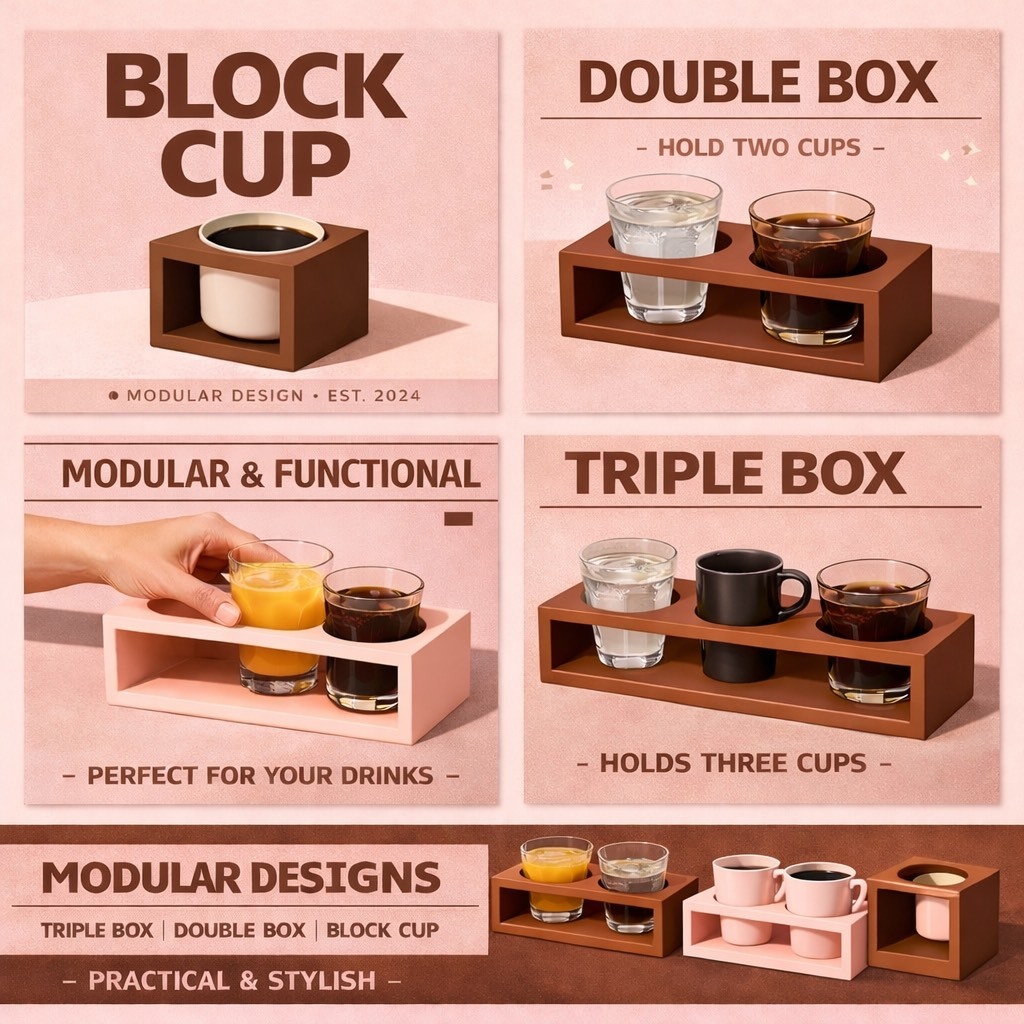 ที่วางแก้วดีไซน์สีตัดกัน – ColorBlock Cup Holder