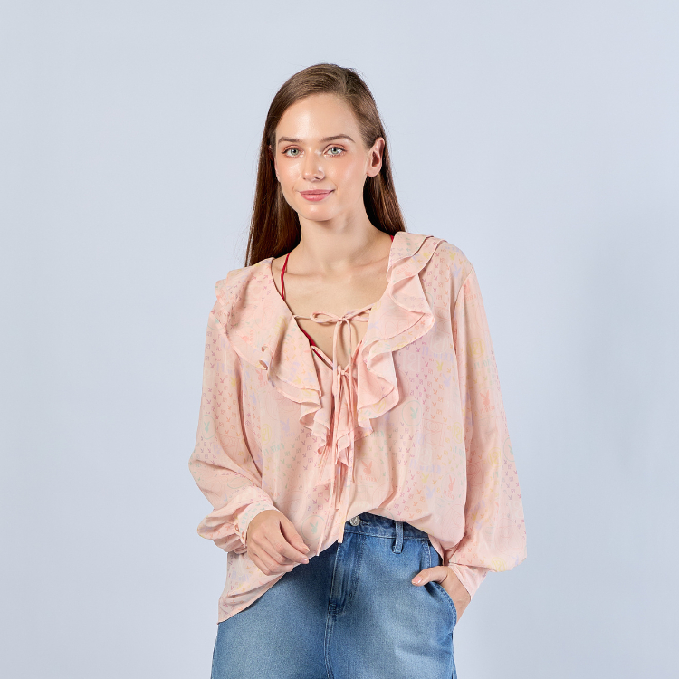 PLAYBOY FLASH SALE PASSION SORBET เสื้อผ้าผู้หญิง/เสื้อ/เสื้อเชิ้ตสีส้ม รุ่น P1WT261SF052OR