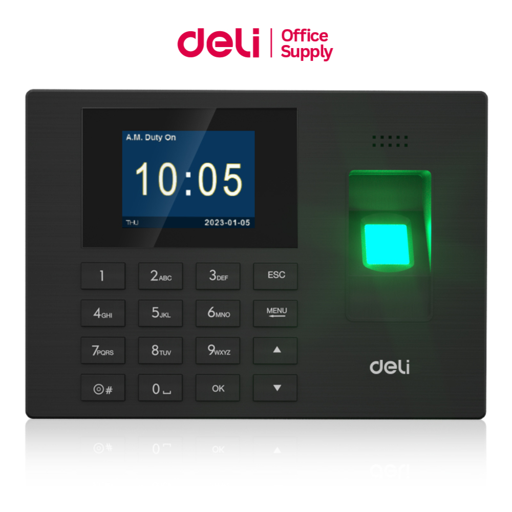 Deli เครื่องลงเวลาเข้างาน สแกนลายนิ้วมือและหน้า ข้อมูลExcel รองรับ1200 ลายนิ้วมือ Attendance Machine