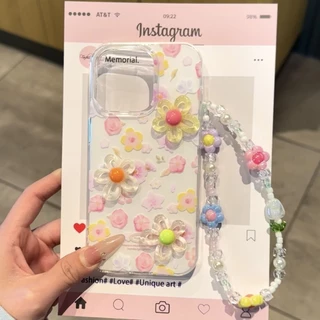 POPPA🔥 เคสไอโฟน17สำหรับ iPhone 15 13 11 air 17 16 14 12 Pro Max 15Plus 16Plus 14Plusประกายดาวดอกไม้กำไลข้อมือใหม่ ปก อ่