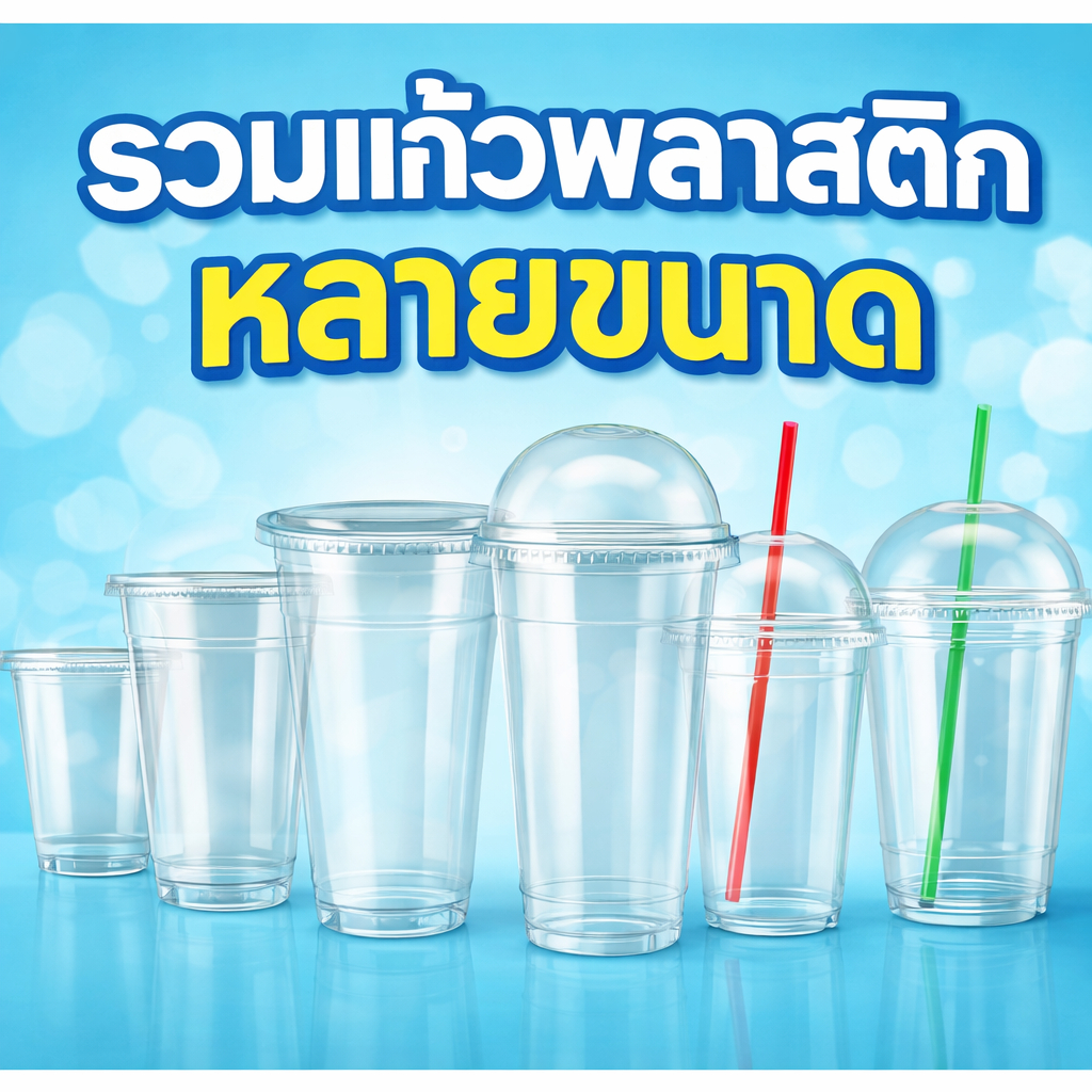 แก้ว 10,12,16,30,22,32, ออนซ์ แก้วน้ำพลาสติก 1แถวมี 50ใบ+พร้อมฝาปิด