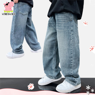กางเกงยีนส์เด็กชาย กางเกงยีนส์ขายาวเด็ก เอวสูง เอวยืด สไตล์เ…