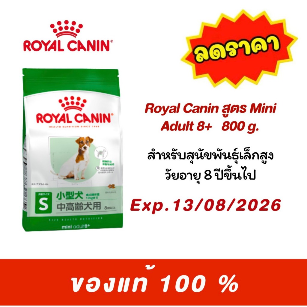 (ลดราคา Exp 16/07/26 แพคเกจใหม่) Royal canin mini adult 8+ (ขนาด 800g) สุนัขพันธ์เล็กสูงวัย 8+ ขึ้นไป