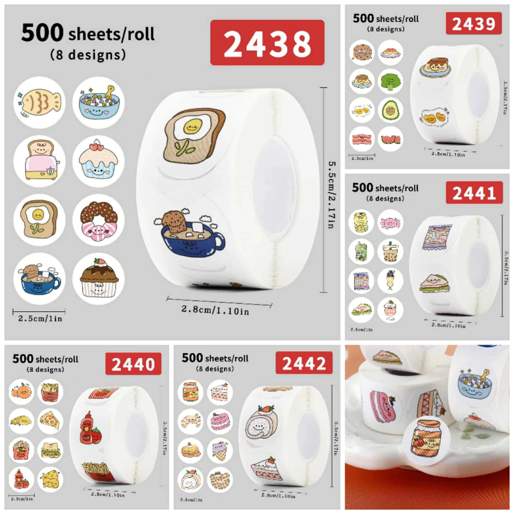 ( LY ) สติกเกอร์ร้านขายขนมและของชำ สติกเกอร์เรียบง่ายและมีความสุข ขนาด 1 นิ้ว 500 ดวง