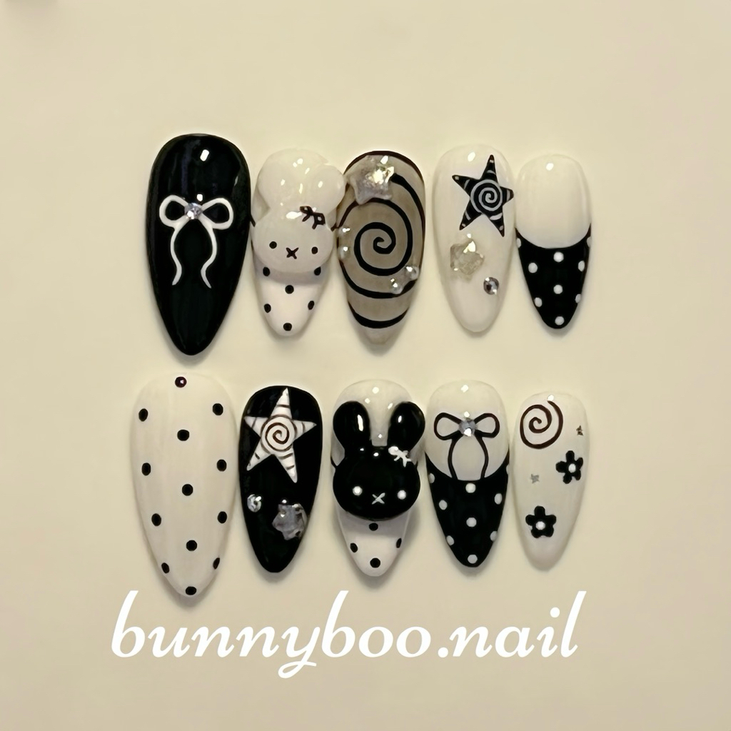 💅เล็บปลอมเจล miffy 🐰🖤🤍