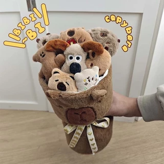 ช่อคาปิบาร่า Capybara ตุ๊กตาช่อดอกไม้ ตุ๊กตาน่ารัก ของขวัญวันเกิด ขวัญวาเลนไทน์ ถุงของขวัญ + โคมไฟ