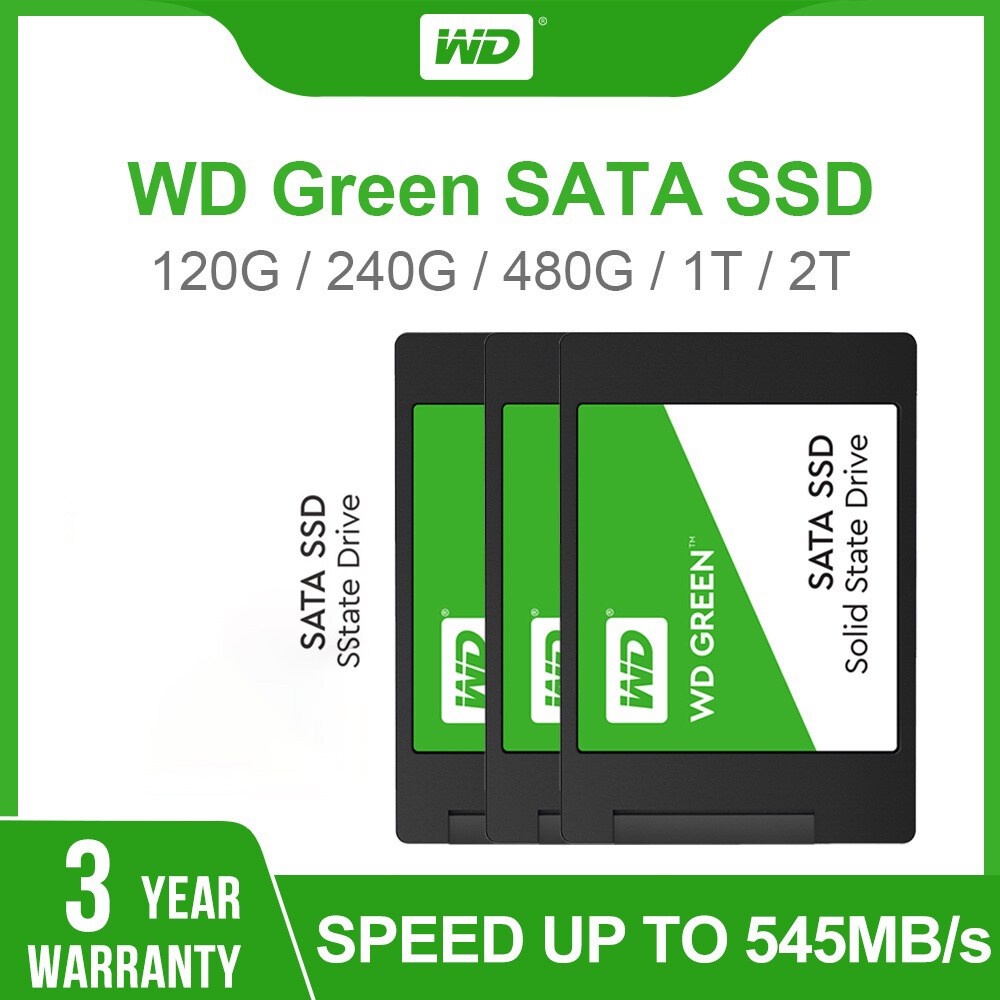 【Ready Stock】 WD Green SSD (เอสเอสดี) 120GB 240GB 480GB 960GB SATA III 2.5” เหมาะสำหรับโน๊ตบุ๊คและเด