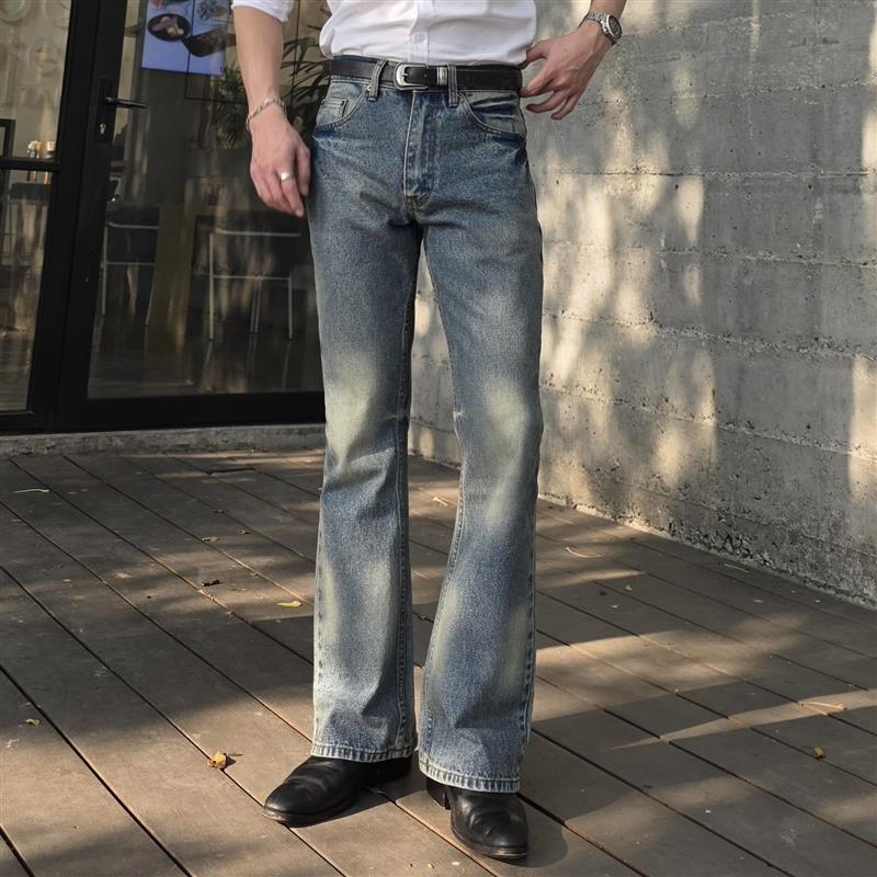 Golden Zebra Jeans กางเกงยีนส์ขาม้า ฟอกสโนว์เคลือบสนิมวินเทจสตรีท ตีตัวหนอน ไซส์เล็กไซส์ใหญ่