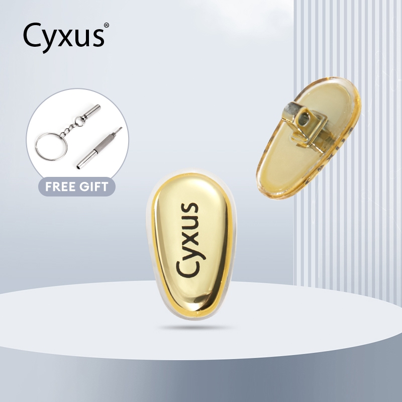 Cyxus แผ่นรองจมูกโลหะเคลือบซิลิโคนสำหรับแว่นตา พร้อมไขควง เหมาะสำหรับแว่นตาหลากหลายรุ่น 7801Z1516