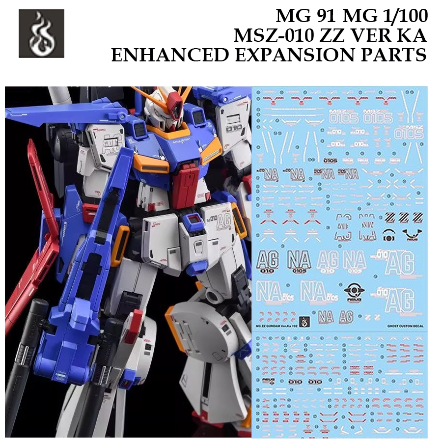ดีคอลน้ำ [GHOST] MG 91 MSZ-010 ZZ VER KA + ENHANCED EXPANSION PARTS MG 1/100 WATER SLIDE DECAL MG91