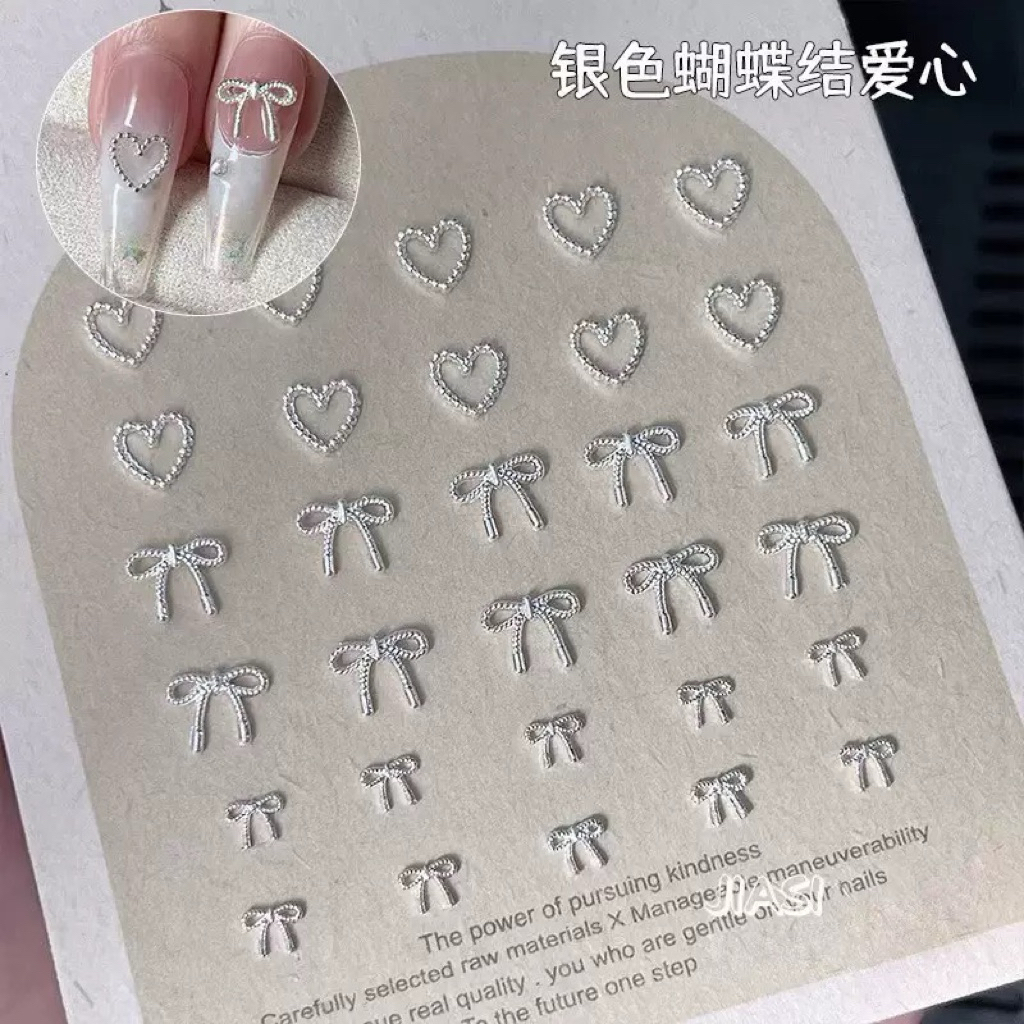 อะไหล่ติดเล็บ เครื่องประดับรูปหัวใจ โบว์ งานจริงน่ารักมาก 50ชิ้น/ห่อ สินค้าพร้อมส่ง