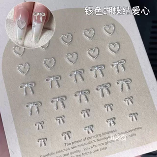 อะไหล่ติดเล็บ เครื่องประดับรูปหัวใจ โบว์ งานจริงน่ารักมาก 50ชิ้น/ห่อ สินค้าพร้อมส่ง