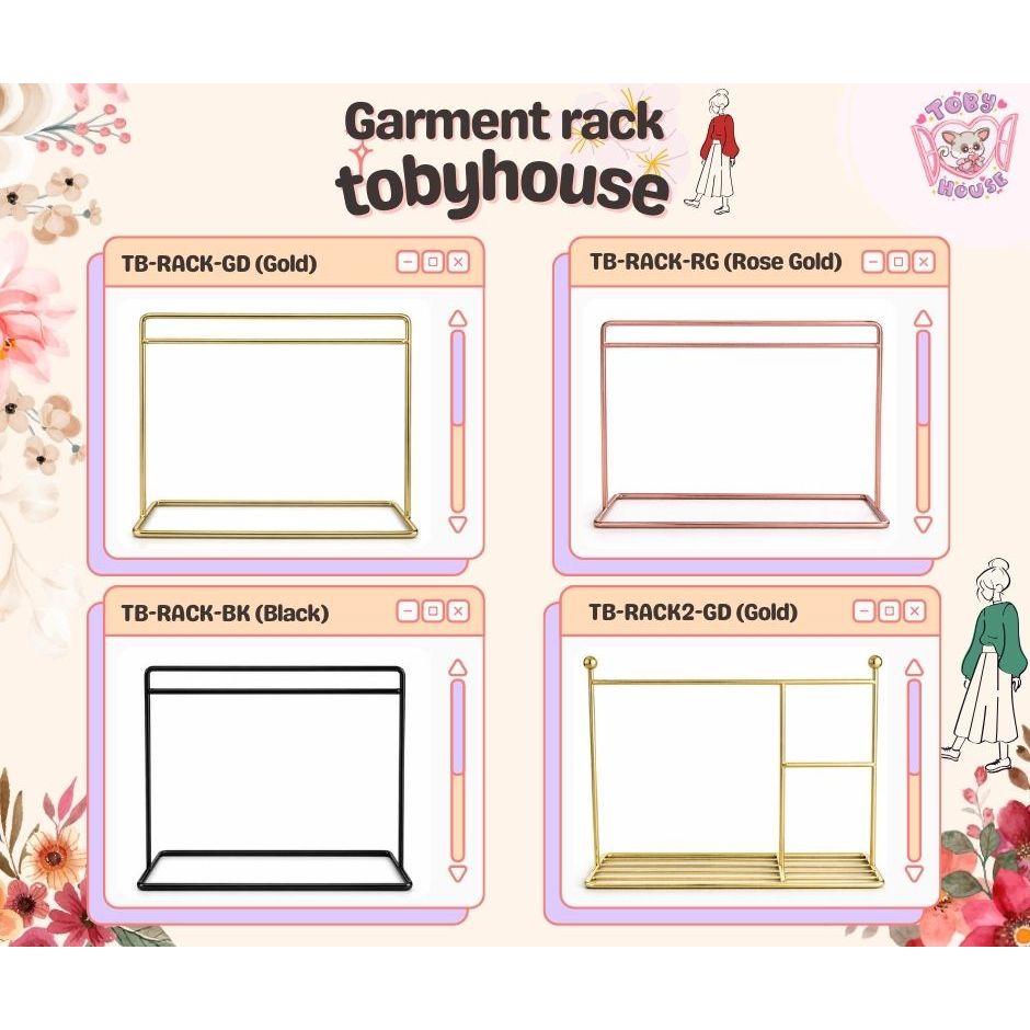 Tobyhouse ราวแขวนเสื้อผ้าสัตว์เลี้ยง มินิมอล Garment Rack สีดำ/ทอง/โรสโกลด์ แข็งแรง ดีไซน์พรีเมียม