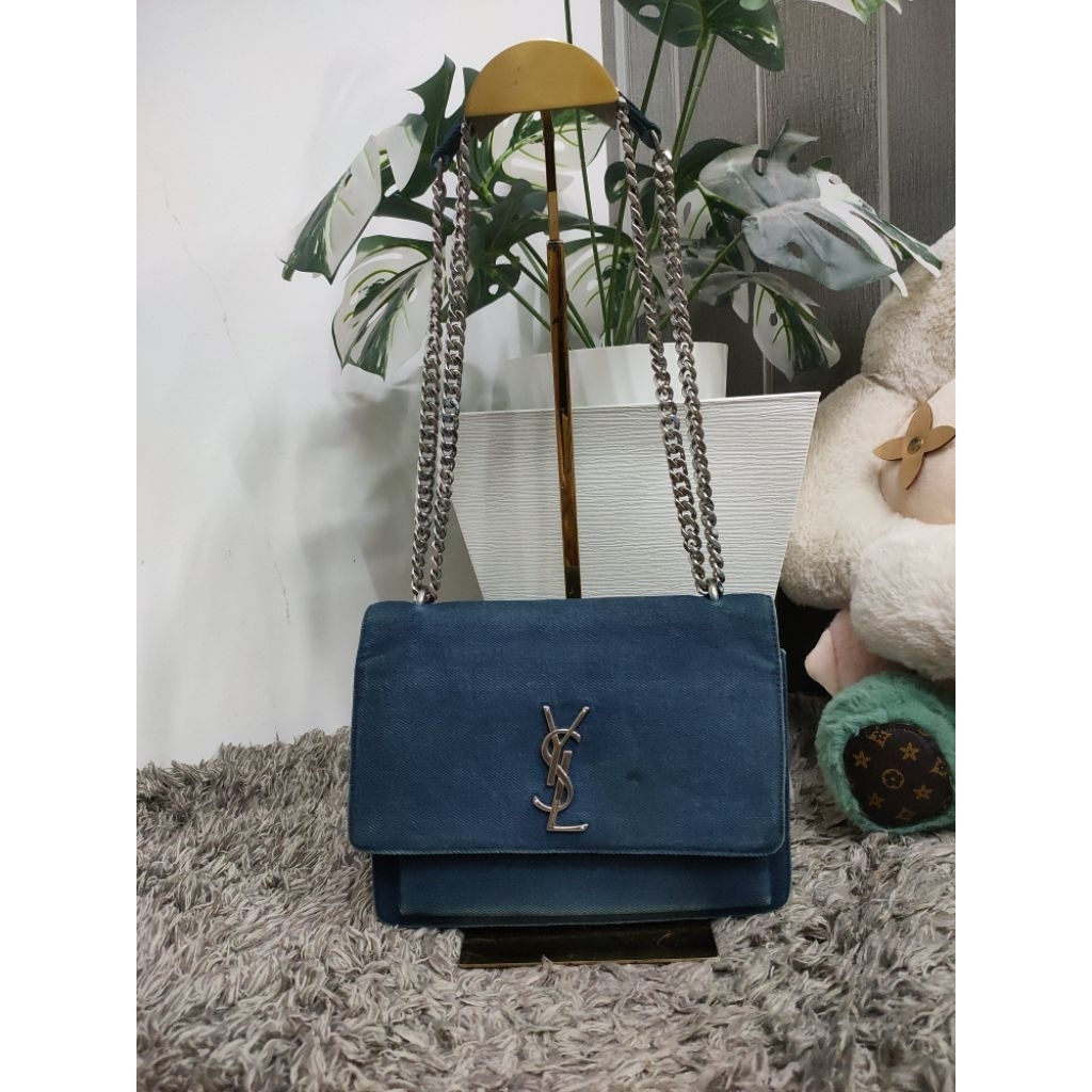 YSL denim shoulder bag กระเป๋า ysl หนังแท้ลุ้นแท้