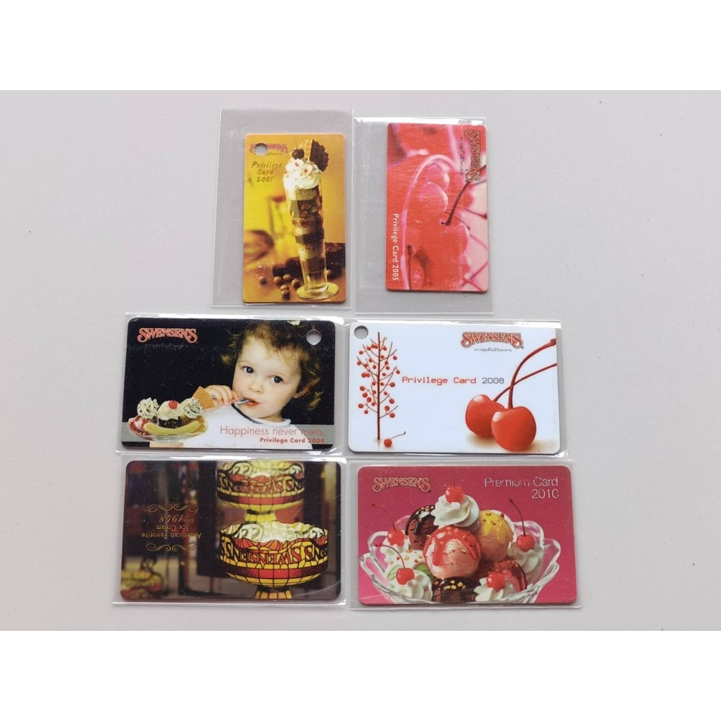 (ของสะสม) บัตรสะสม บัตรสมาชิก Swensen's สเวนเซ่นส์ จำนวน 6 ใบ