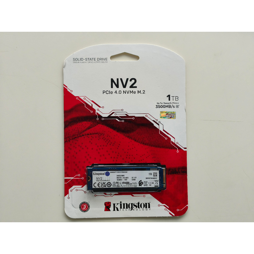 1 TB SSD (เอสเอสดี) KINGSTON NV2 - PCIe 4/NVMe M.2 2280 (SNV2S/1000G) ของใหม่มือ1 ไม่แกะซีล ครบกล่อง