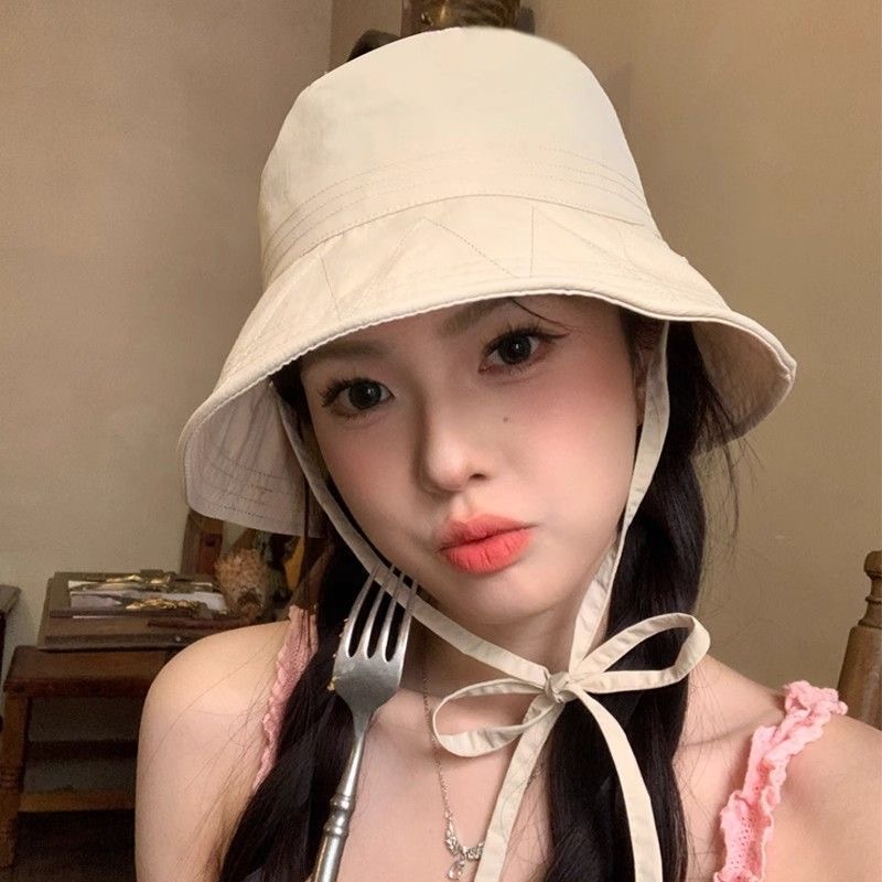 หมวกแก๊ปผู้หญิง ปีกกว้าง กันแดด ระบายอากาศดี แห้งเร็ว สไตล์หวาน ติดโบว์ พร้อมส่งจากไทย