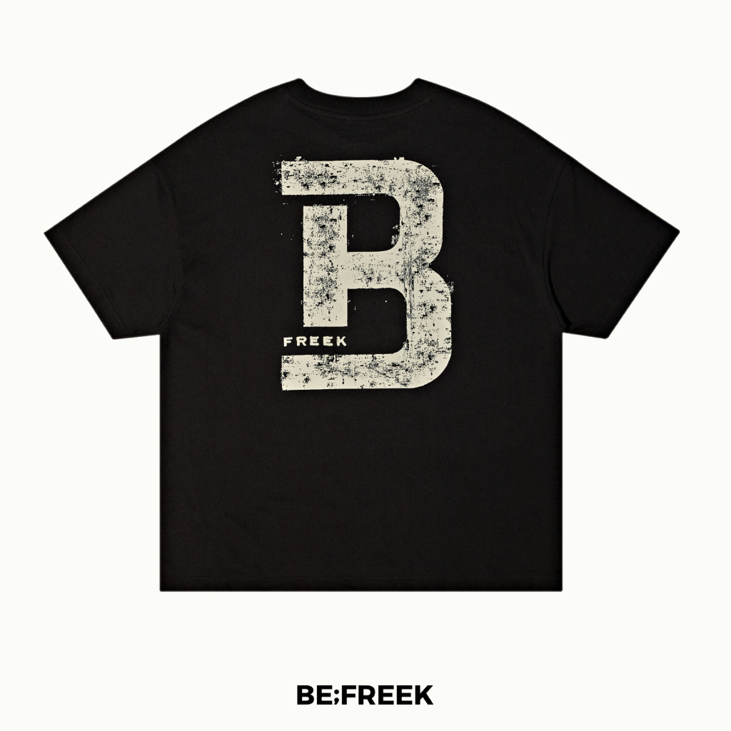BE;FREEK เสื้อยืดสกรีนลาย B FREEK  ทรง OVERSIZE สีดำ B FREEK OVERSIZE BLACK  T-SHIRT