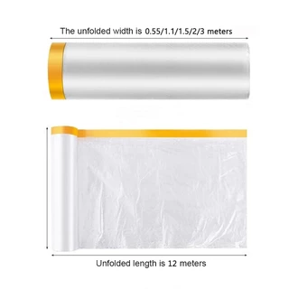 พลาสติกคลุมฝุ่น ปิดพ่นสี ฟิล์มพลาสติก พลาสติกปิดกันฝุ่น Tape Masking Film พลาสติกคลุม กันรอย กันน้ำ ความเหนียวดี