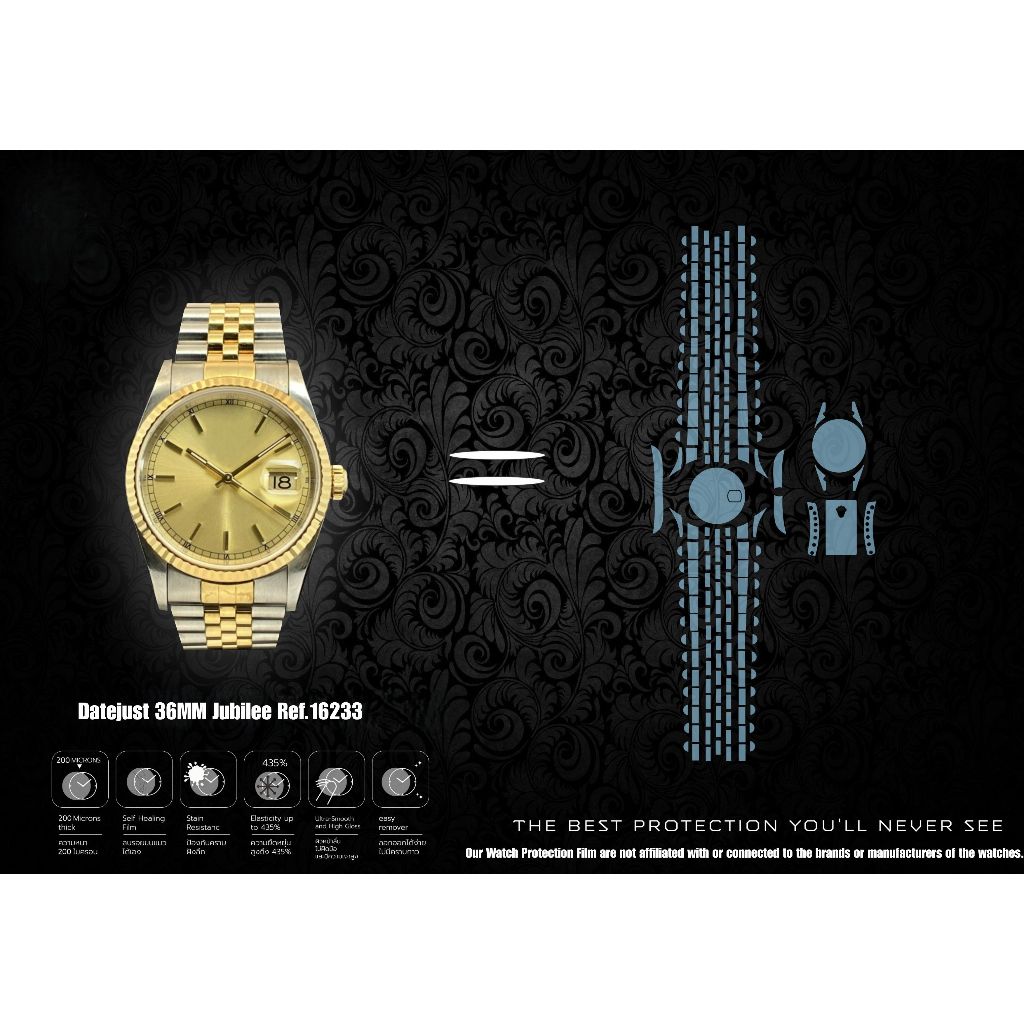 ฟิล์มป้องกันรอยนาฬิกา Watch Protection Film for Rolex Datejust 36MM Jubilee Ref.16233