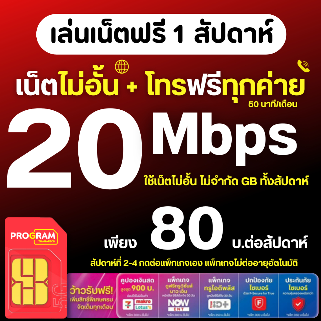 ( ใช้เน็ตฟรีเดือนแรก ) ซิมเทพทรู True เน็ต 15 Mbps 1000 Mbps เน็ตไม่อั้น+โทรฟรีทุกเครือข่าย