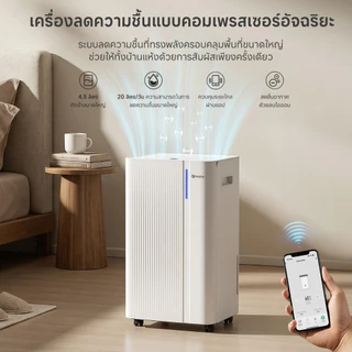[รับของแถมฟรี!]Simplus เครื่องลดความชื้น 20 ลิตร/วัน ถัง 4.5 ลิตร ควบคุมผ่านแอป ไอออนลบ ฟื้นฟูอากาศ CUSH008