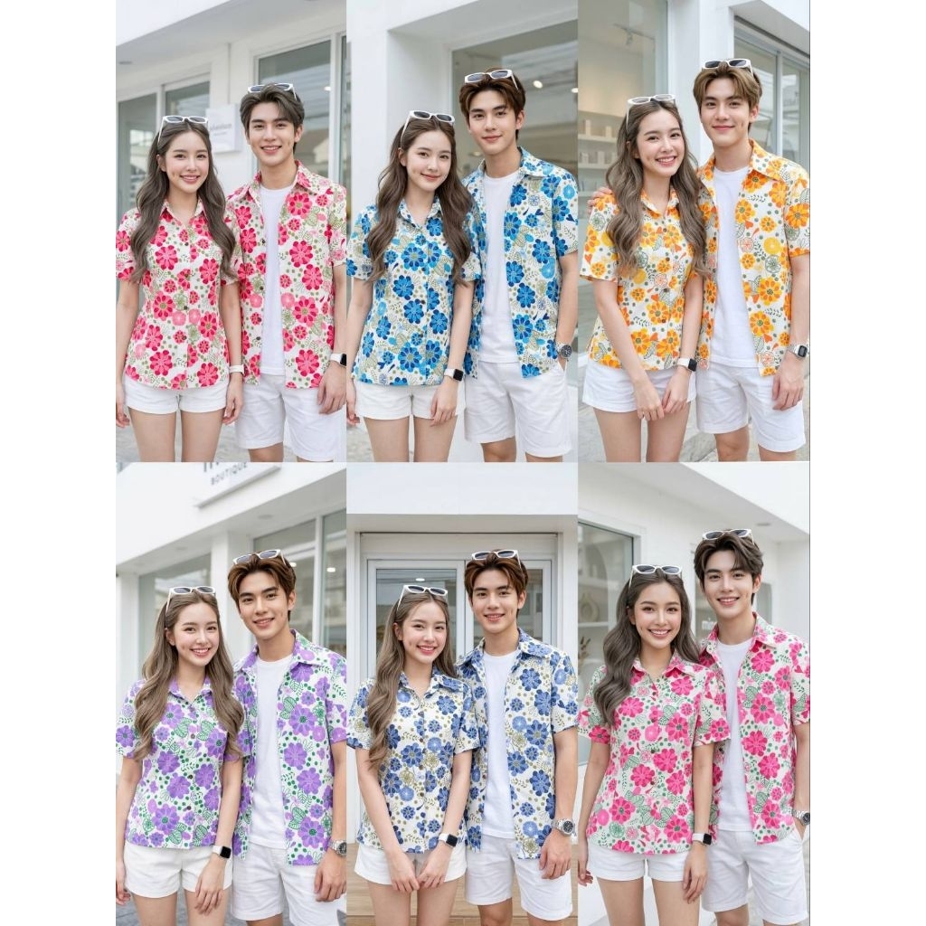 เสื้อคู่ลายดอกชาย-หญิง.