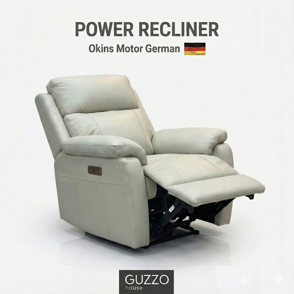 GUZZO เก้าอี้รีไคลเน่อร์ (Recliner) ปรับนอนไฟฟ้า หนังแท้ผิวสัมผัส รุ่น WELLINGTON มีช่อง USB-C