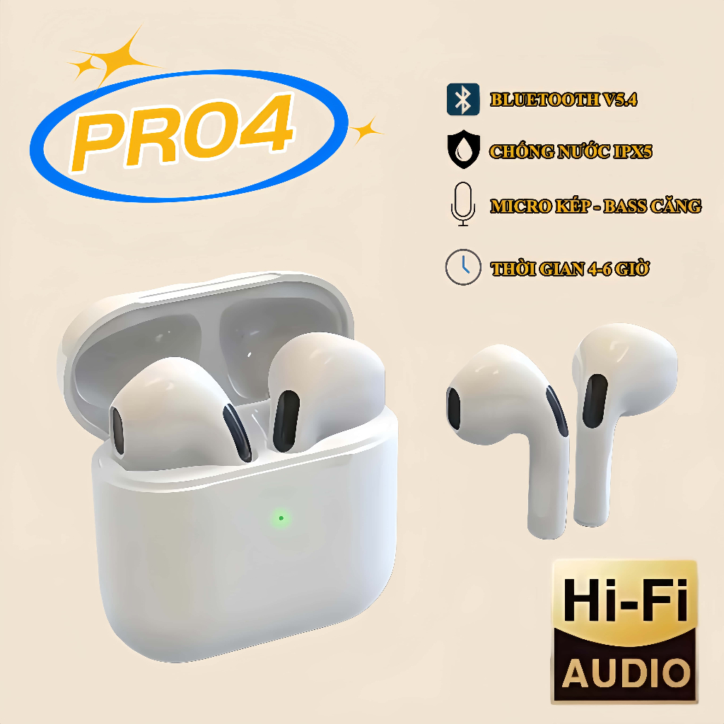 หูฟังบลูทู Pro 4 TWS พร้อมหูฟังไมโครโฟนสำหรับหูฟัง Android